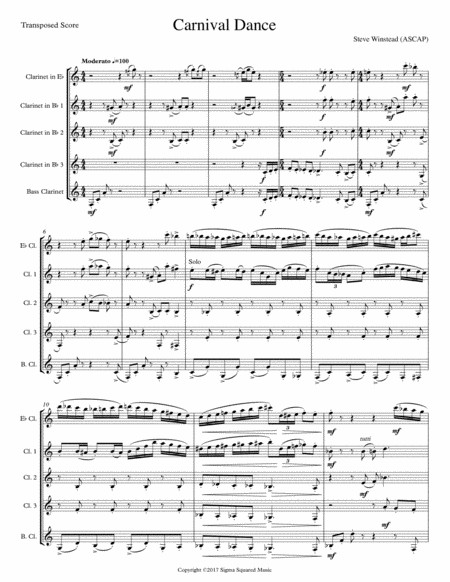 Carnival Dance For Clarinet Quintet Choir Page 2