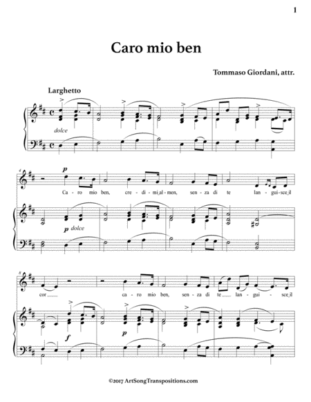 Caro Mio Ben D Major Page 2