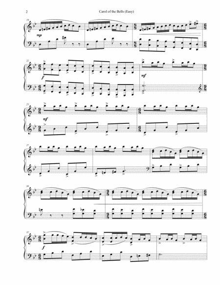 Carol Of The Bells Easy Piano Page 2