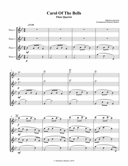 Carol Of The Bells Flute Quartet Page 2
