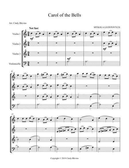 Carol Of The Bells For Three Violins And Cello Page 2