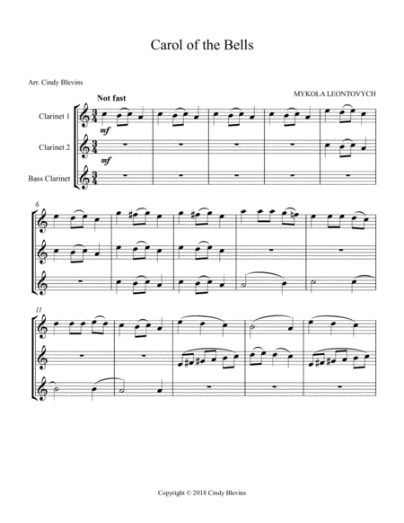 Carol Of The Bells For Two Clarinets And Bass Clarinet Page 2