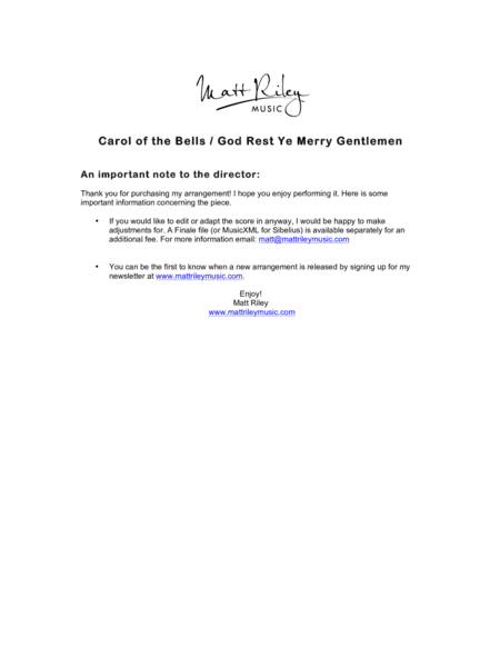 Carol Of The Bells God Rest Ye Merry Gentlemen 4 Soprano Recorders With Optional 5th Bass Part Page 2