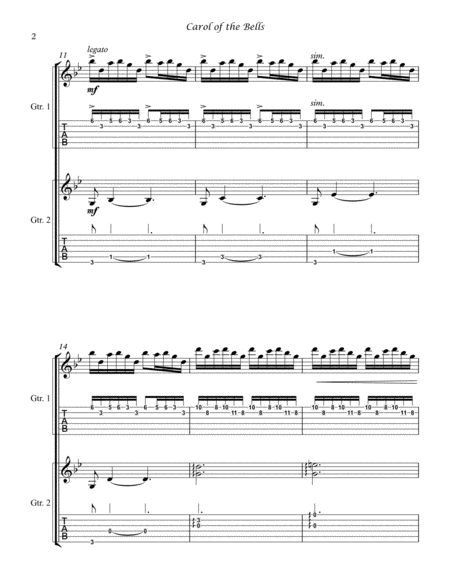 Carol Of The Bells Guitar Duet Page 2