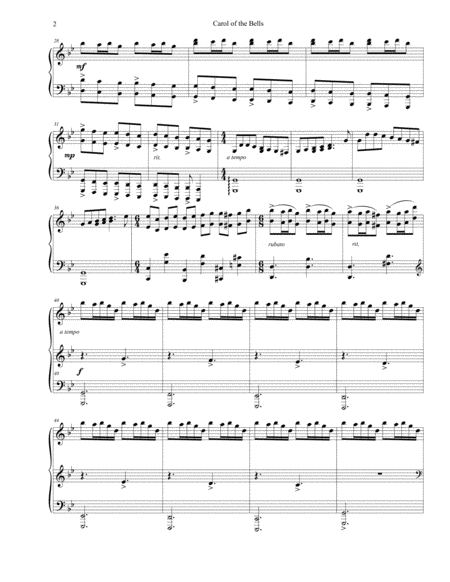Carol Of The Bells Intermediate Piano Page 2