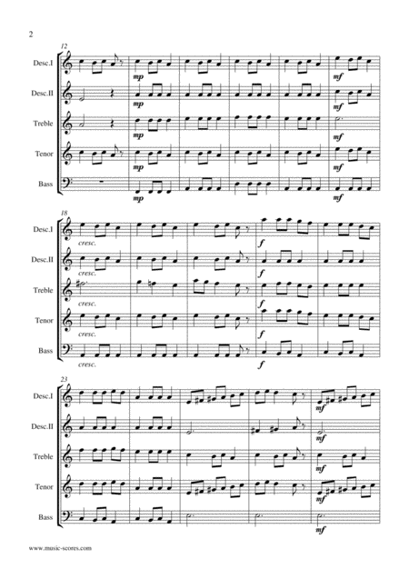 Carol Of The Bells Recorder Quintet Page 2