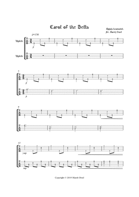 Carol Of The Bells Ukulele Duet Page 2