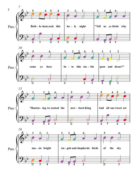 Carol Of The Birds Easy Piano Sheet Music With Colored Notes Page 2