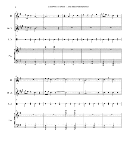 Carol Of The Drum The Little Drummer Boy Duet For Flute Bb Clarinet Page 2