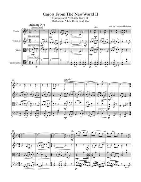 Carols From The New World Ii A Medley Of A Canadian Us And Spanish Latin American Christmas Carols For String Quartet Page 2