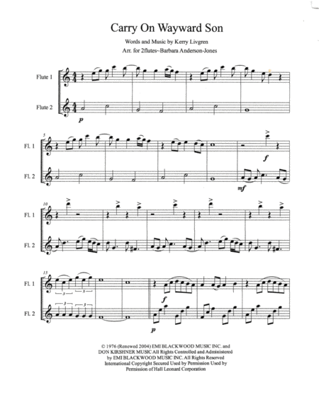 Carry On Wayward Son Flute Duet Page 2