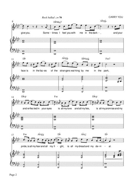 Carry You Piano Vocal Missy Higgins Version Page 2