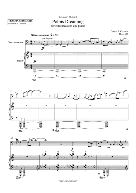 Carson Cooman Polpis Dreaming 2005 For Contrabassoon And Piano Page 2