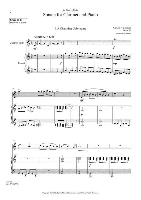 Carson Cooman Sonata For Bb Clarinet And Piano Page 2