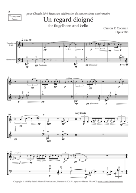 Carson Cooman Un Regard Loign 2008 For Flugelhorn And Cello Page 2