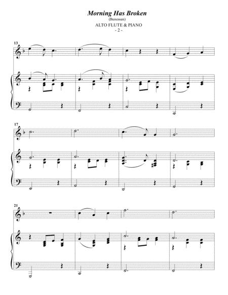 Cat Stevens Morning Has Broken For Alto Flute Piano Page 2
