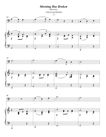 Cat Stevens Morning Has Broken For Cello Piano Page 2