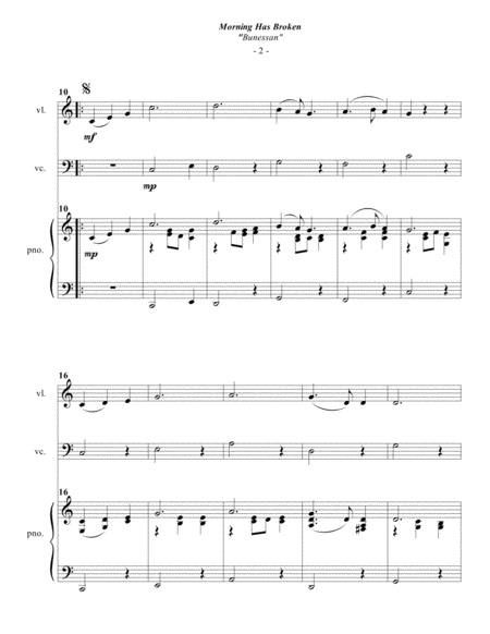 Cat Stevens Morning Has Broken For Piano Trio Page 2
