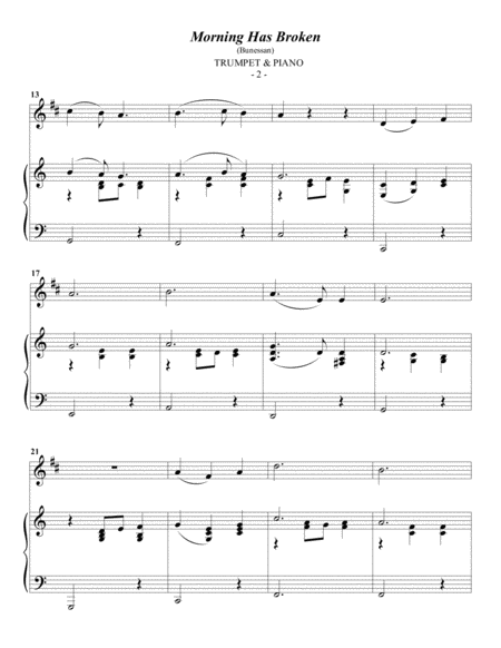 Cat Stevens Morning Has Broken For Trumpet Piano Page 2