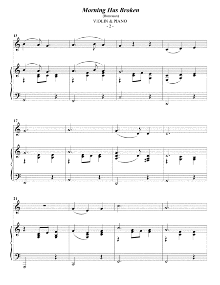 Cat Stevens Morning Has Broken For Violin Piano Page 2