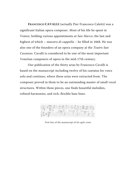 Cavalli Francesco Un Agile Vento Aria From The Cantata Arranged For Voice And Piano C Major Page 2