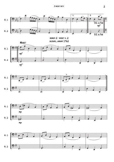 Cello 5 Mozart Duets Page 2