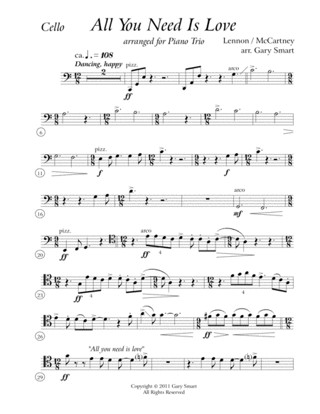 Cello Part For All You Need Is Love Arr For Piano Trio Page 2