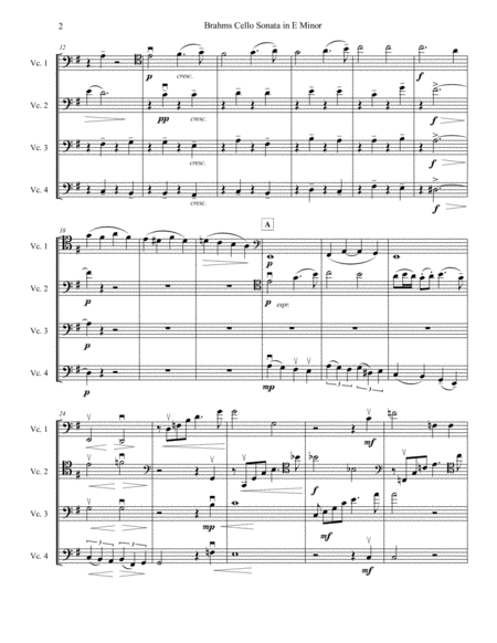 Cello Sonata In E Minor First Movement For Four Cellos Cello Quartet Page 2