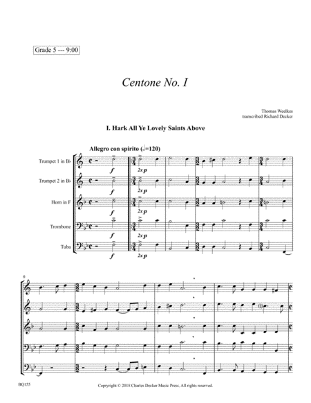 Centone I English Renaissance Madrigals For Brass Quintet Page 2