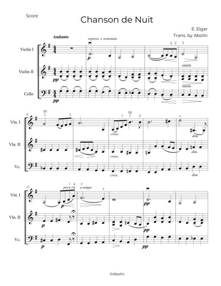 Chanson De Nuit By Elgar Arr For 2 Violins And Cello Page 2