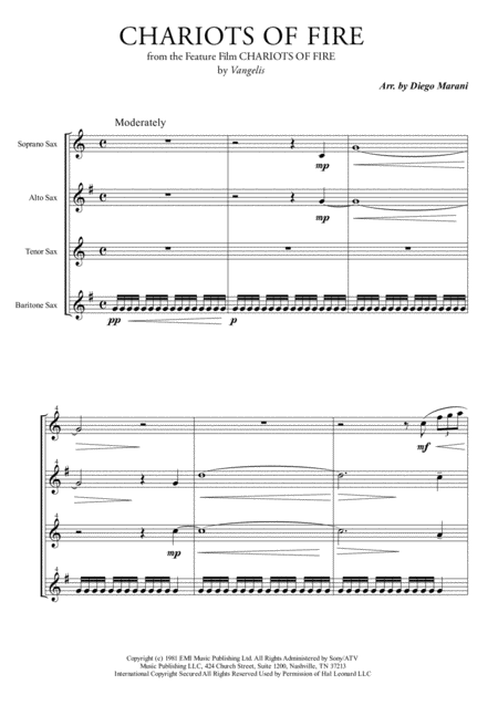 Chariots Of Fire From The Feature Film Chariots Of Fire For Saxophone Quartet Page 2