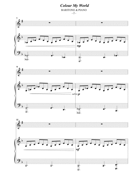 Chicago Colour My World For Baritone Horn Piano Page 2