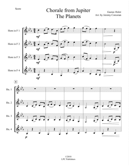 Chorale From Jupiter For French Horn Quartet Page 2