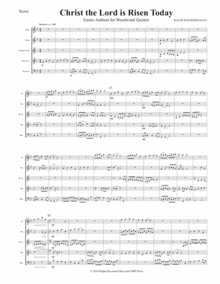 Christ The Lord Is Risen Today For Woodwind Quintet Page 2