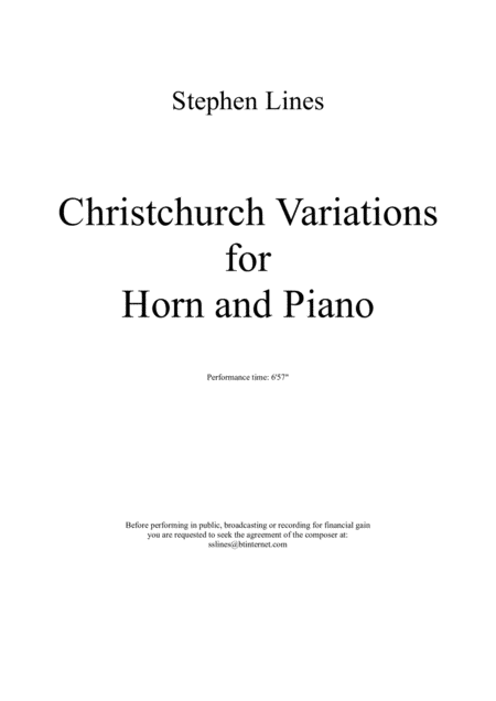 Christchurch Variations For Horn And Piano Page 2