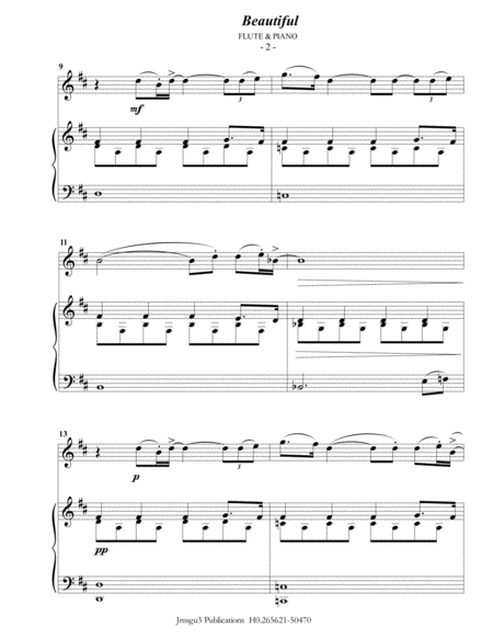 Christina Aguilera Beautiful For Flute Piano Page 2