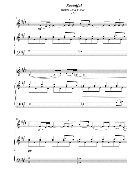 Christina Aguilera Beautiful For French Horn Piano Page 2