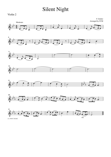 Christmas Carol Silent Night For String Quartet Ch901 Page 2