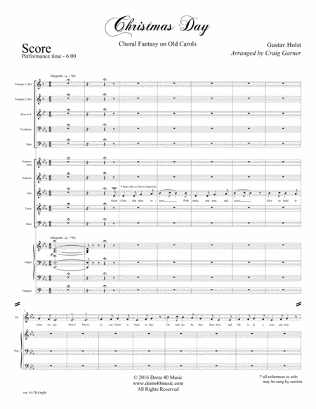 Christmas Day Choral Fantasy On Old Carols For Satb Organ And Brass Quintet Opt Timpani Page 2