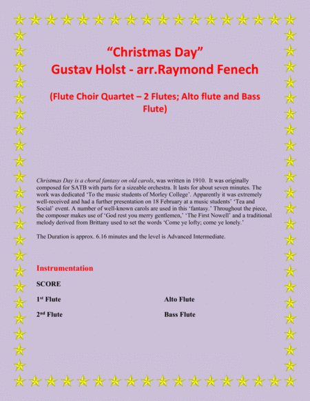 Christmas Day Gustav Holst Flute Choir Quartet 2 Flutes Alto Flute And Bass Flute Advance Intermediate Page 2