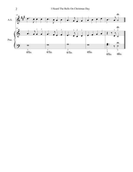 Christmas Duets For Alto Saxophone Piano I Heard The Bells On Christmas Day Page 2