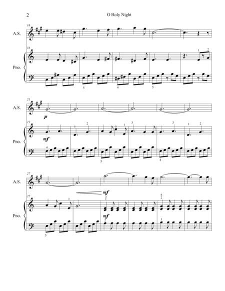 Christmas Duets For Alto Saxophone Piano O Holy Night Page 2