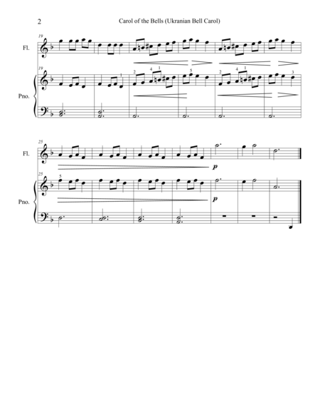 Christmas Duets For Flute Piano Carol Of The Bells Ukranian Bell Carol Page 2