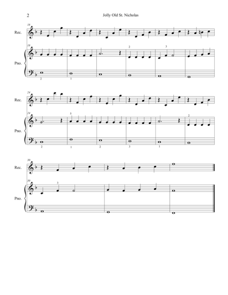 Christmas Duets For Recorder Piano Jolly Old St Nicholas Page 2