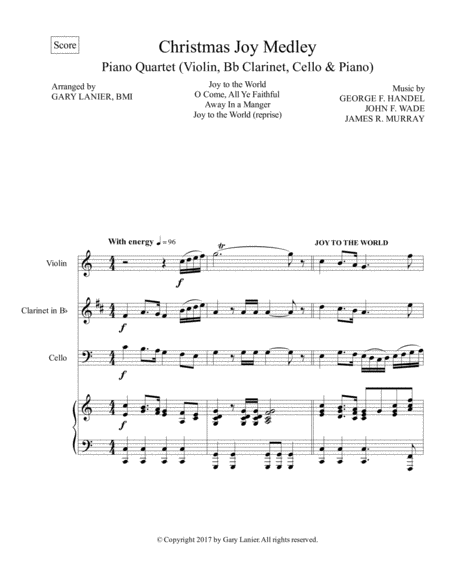 Christmas Joy Medley Piano Quartet Violin Bb Clarinet Cello And Piano With Score Parts Page 2