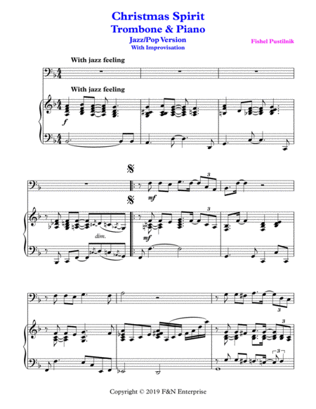 Christmas Spirit Piano Background For Trombone And Piano With Improvisation Video Page 2