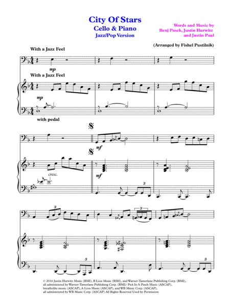 City Of Stars For Cello And Piano Jazz Pop Version Video Page 2