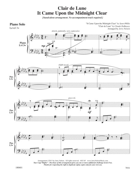 Clair De Lune With It Came Upon The Midnight Clear 2 For 1 Piano Arrangements Page 2