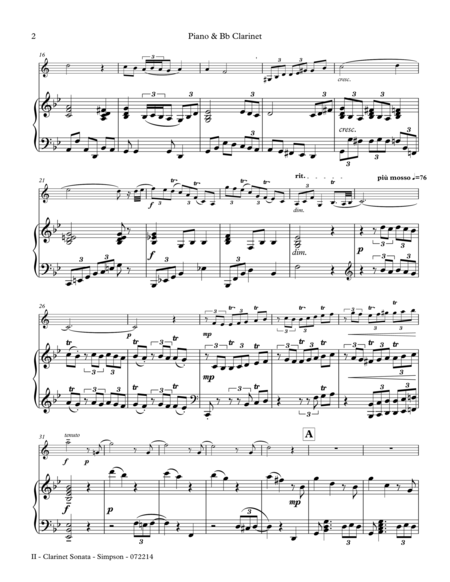 Clarinet Sonata 2nd Mov Andante Affettuoso Page 2
