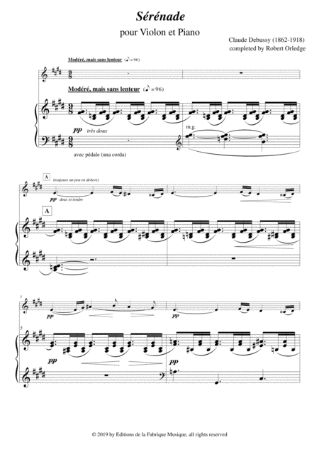 Claude Debussy Srnade For Violin And Piano Page 2